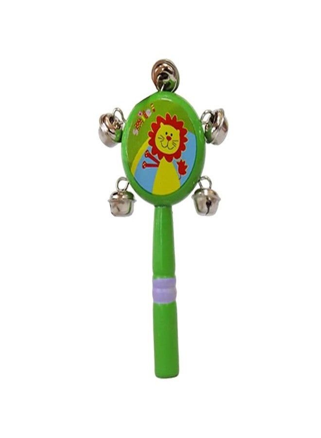 Smile Baby Colorful Wooden Rainbow Baby Handle Jingle Bell Rattle Toys jhun jhuna (Green) - Image 1